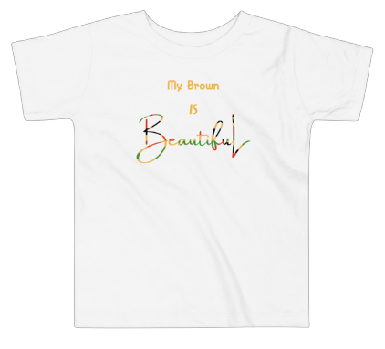 My Brown Is Beautiful Youth Short Sleeve T-Shirt - White w/Kente Print