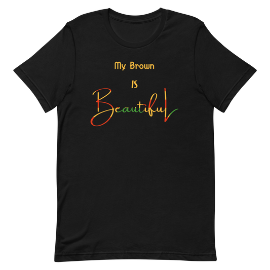 My Brown Is Beautiful Unisex Short Sleeve T-Shirt  - Black w/Kente Print