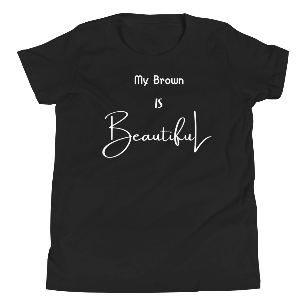 My Brown Is Beautiful Youth Short Sleeve T-Shirt - Multi-Color w/White Print