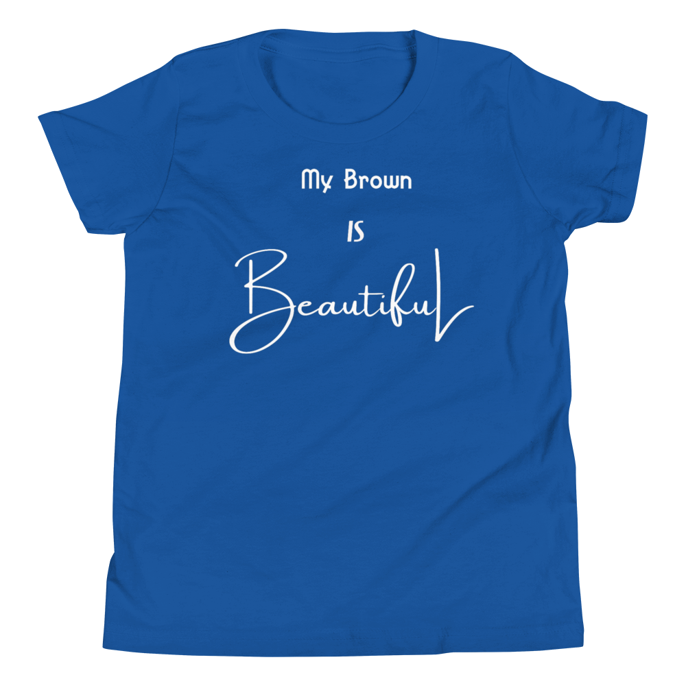 My Brown Is Beautiful Youth Short Sleeve T-Shirt - Multi-Color w/White Print